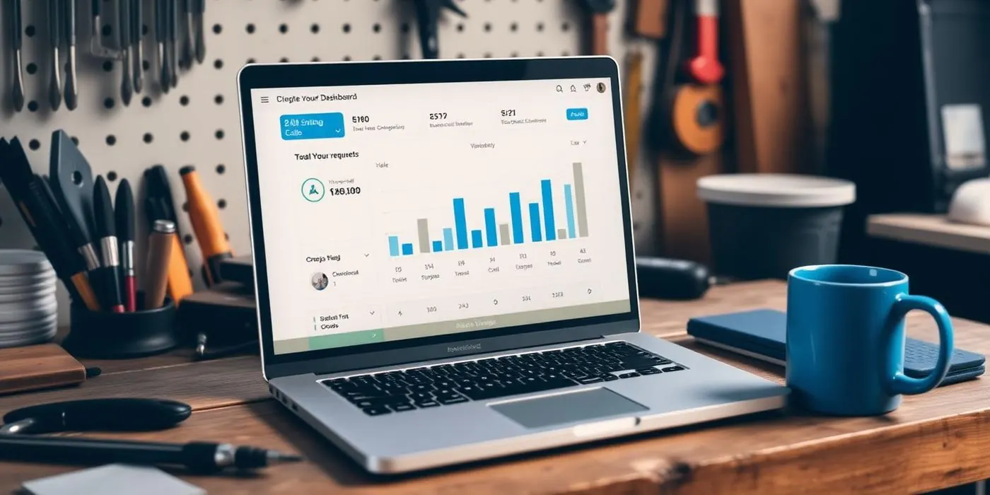 A laptop showing enquiry numbers climbing over several months