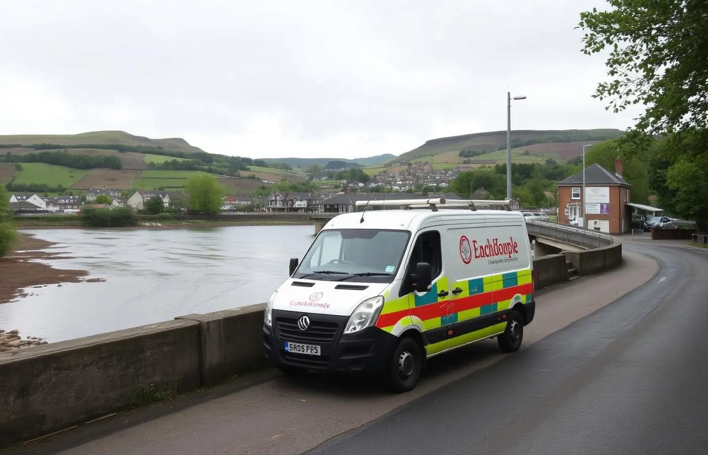 Barnstaple town and the River Taw with rolling north Devon countryside